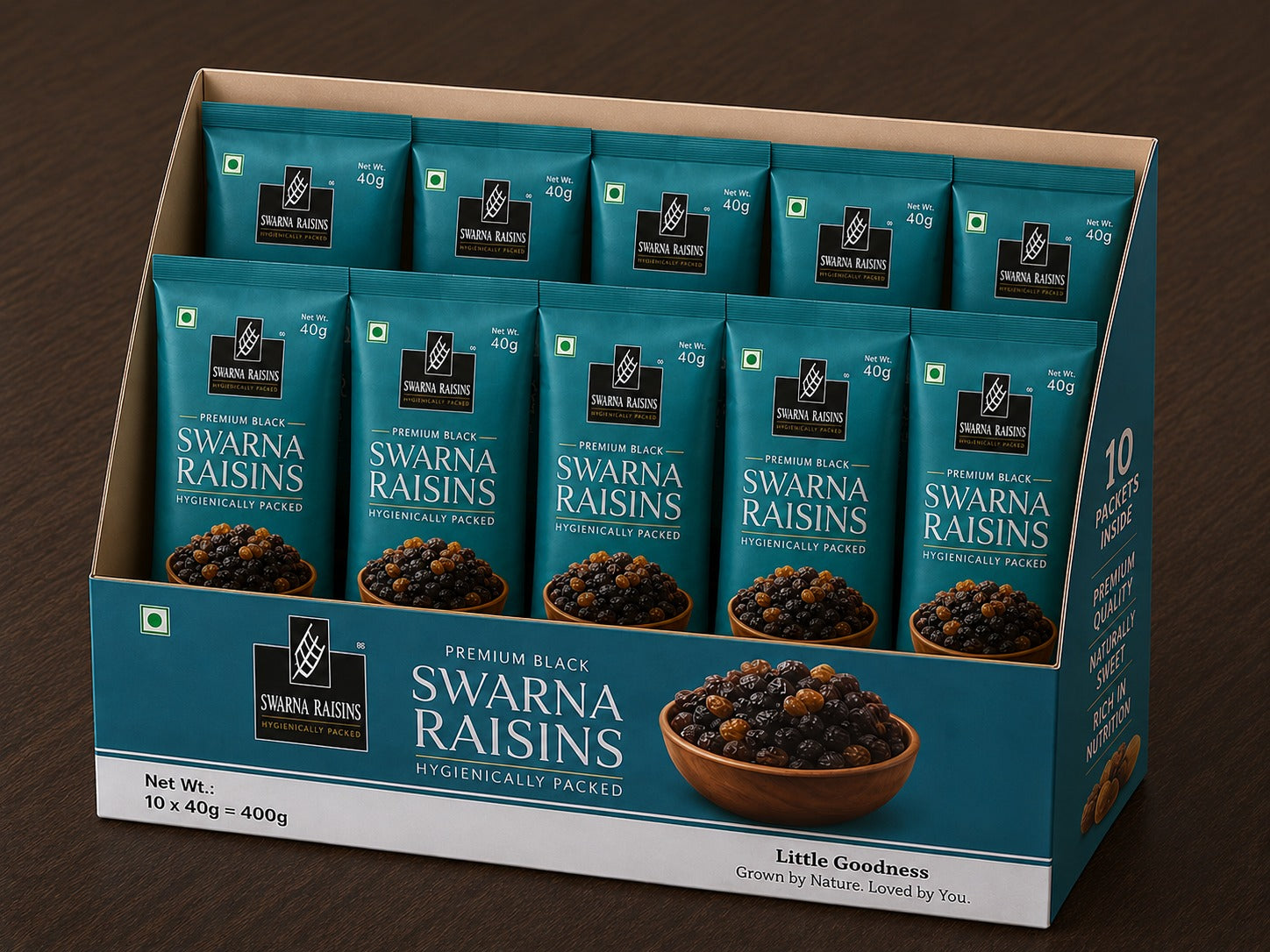 Premium Black Raisins Snack Packs | 10 × 1.4 oz Packs