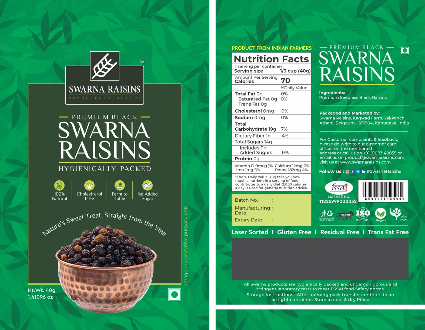 Premium Black Raisins | 3.5 oz Resealable Pouch