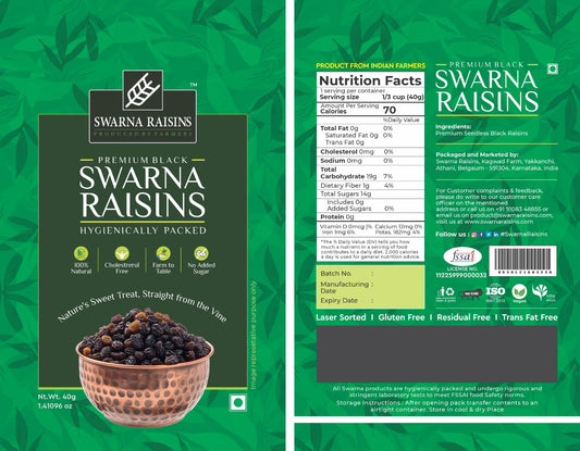 Premium Black Raisins | 3.5 oz Resealable Pouch